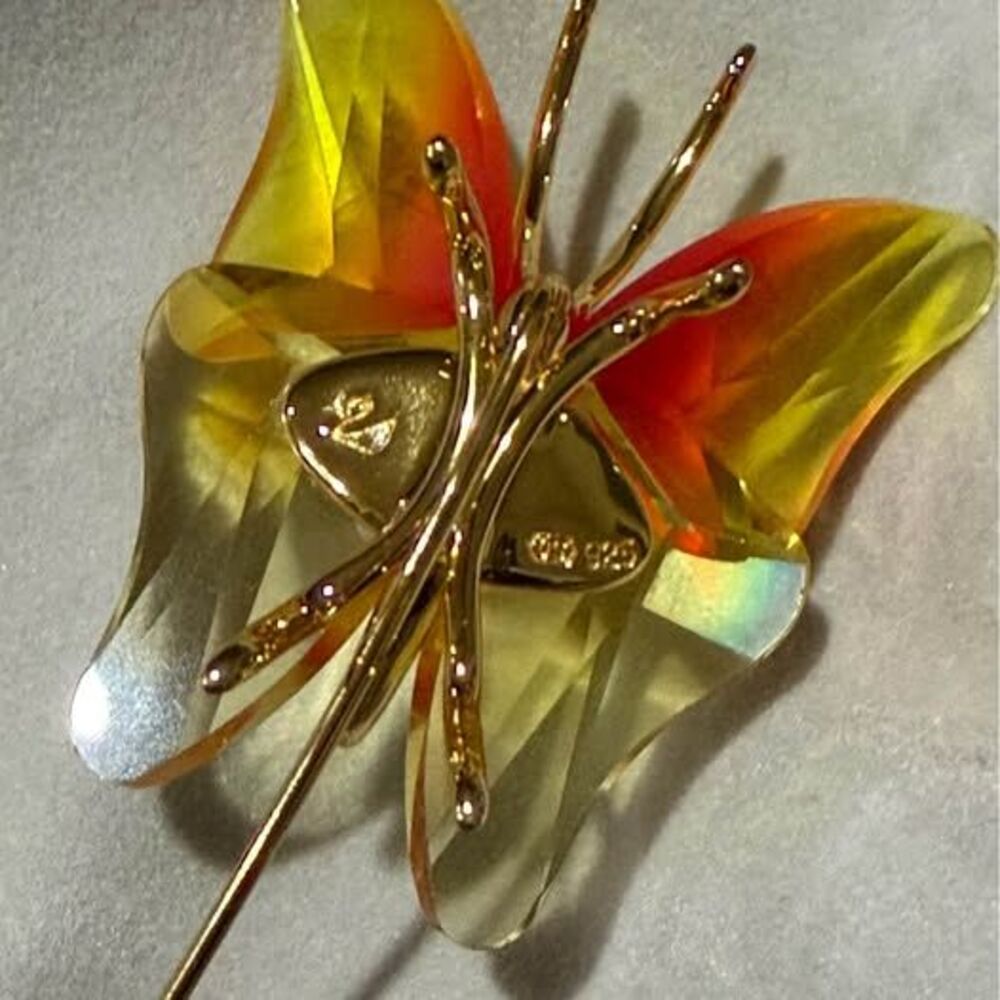Daniel Swarovski Paris Paradise Crystal Butterfly Stick Pin Brooch- Sterling